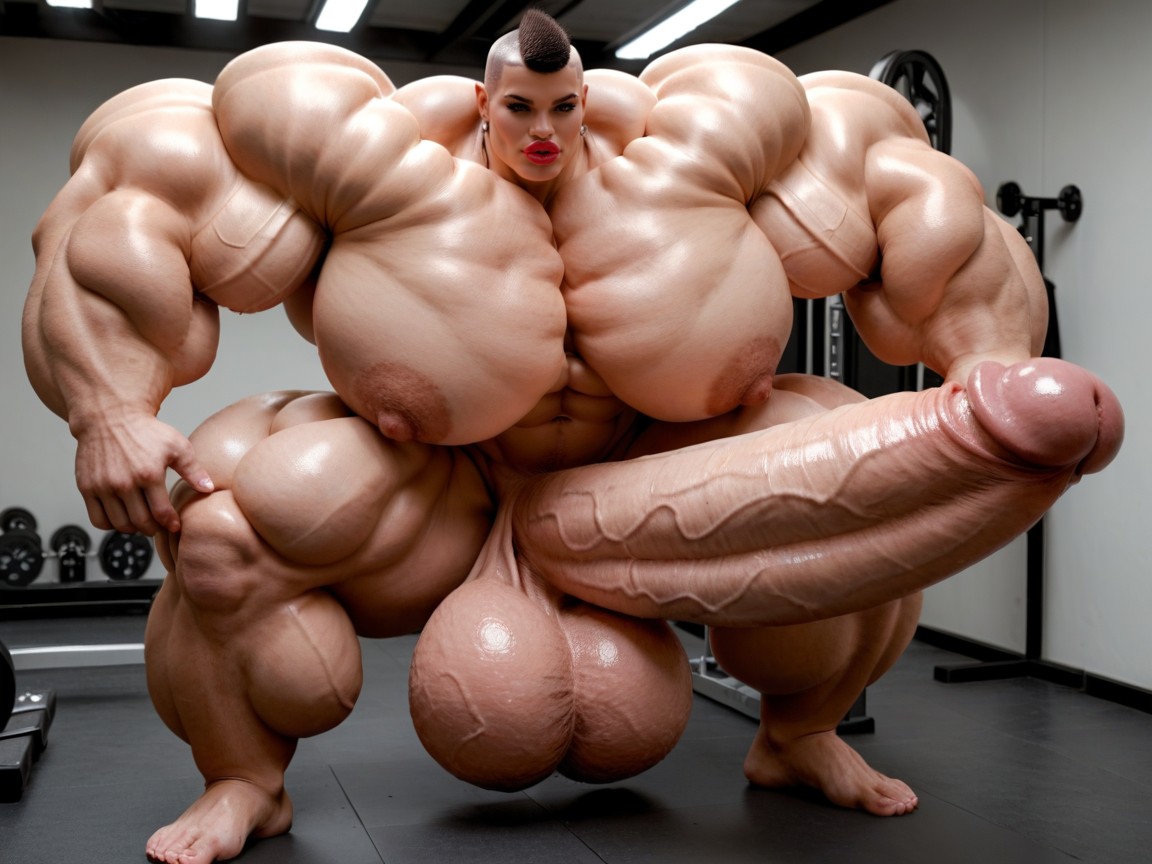 Buzzcut Hair, Balls Are Just Too Gigantic, Penis The Size Of The Gym Shemale AI Porn
