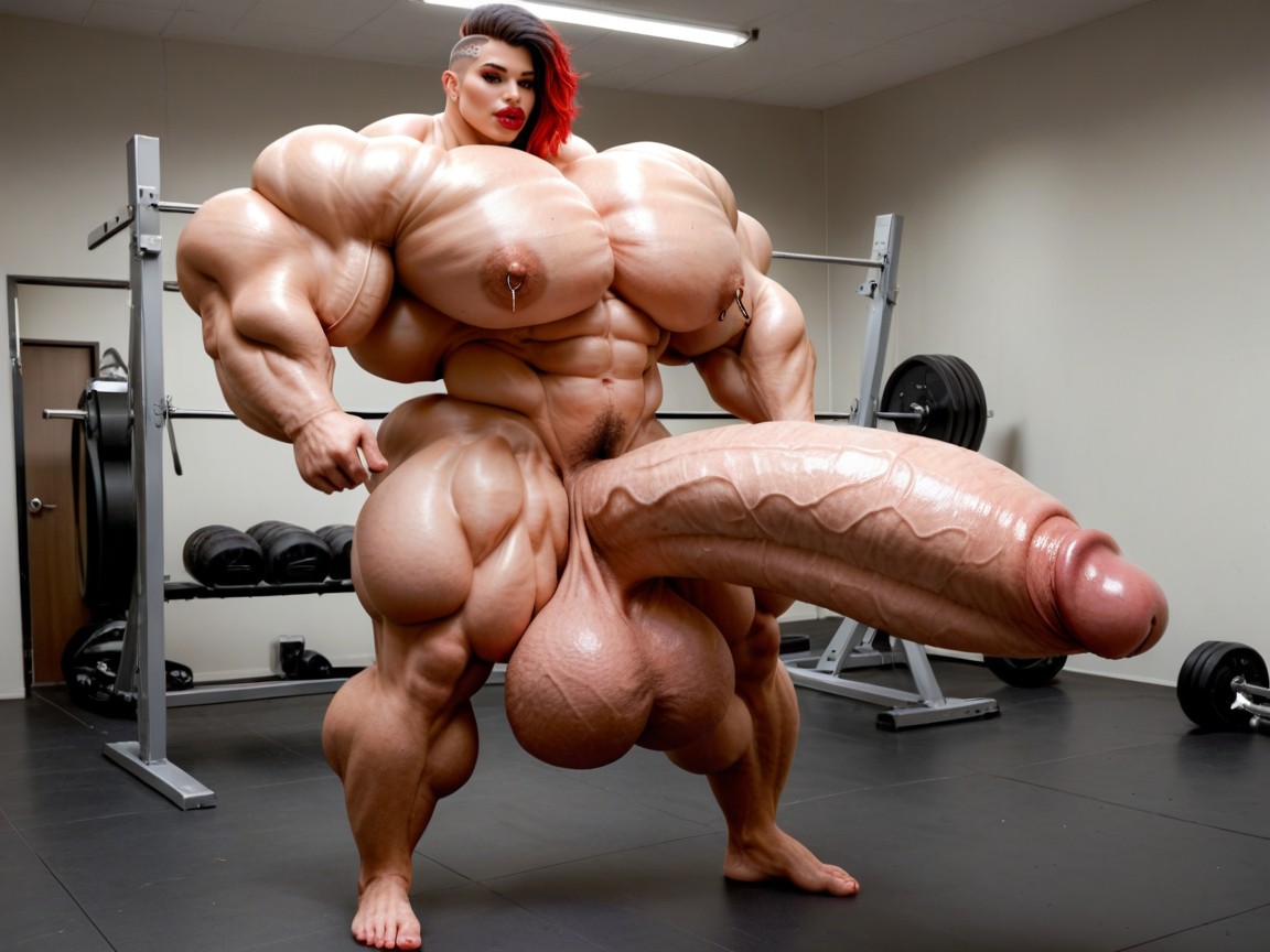 Hyper Gigantic Massive Penis, Hyper Gigantic Growing, Hyper Gigantic Muscle Growth Porno IA transsexuelle