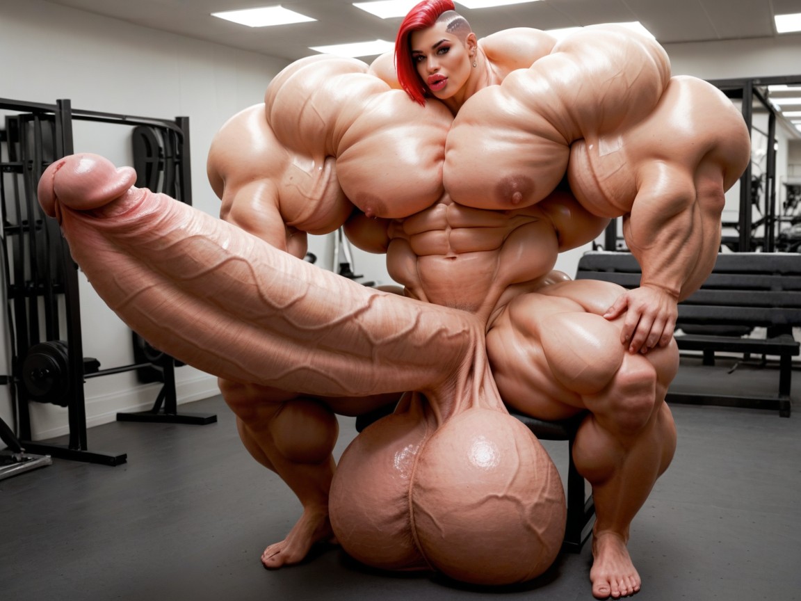 Balls Are Just Too Gigantic, Extrêmement Musclé, Hyper Absurdly Oversized Muscle Porno IA transsexuelle