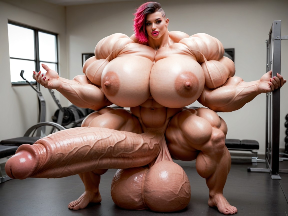 Penis Gigantic Then Torso, Hdr, Hyper Bimbo Porno IA transsexuelle