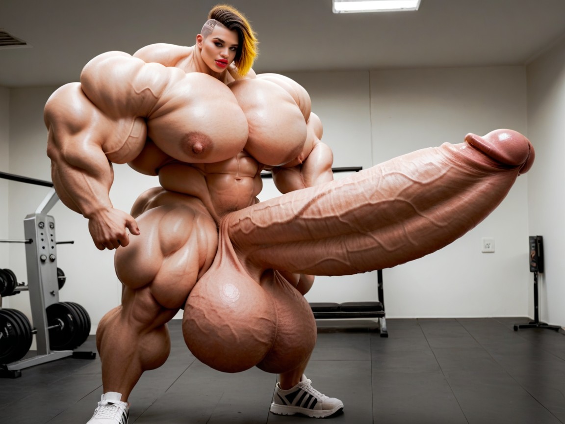 Penis Gigantic Then Torso, Hyper Absurdly Oversized Penis, ボディより大きいペニス ニューハーフAIポルノ