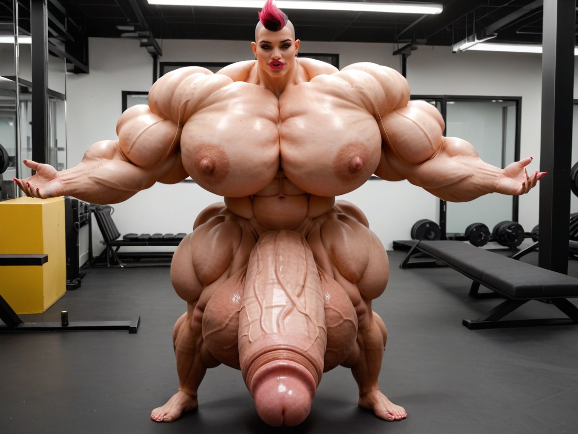 Balls Are Big Enough To Touch The Floor, Hyper Gigantic Muscle Hips, Hyper Gigantic Balls Porno IA transsexuelle