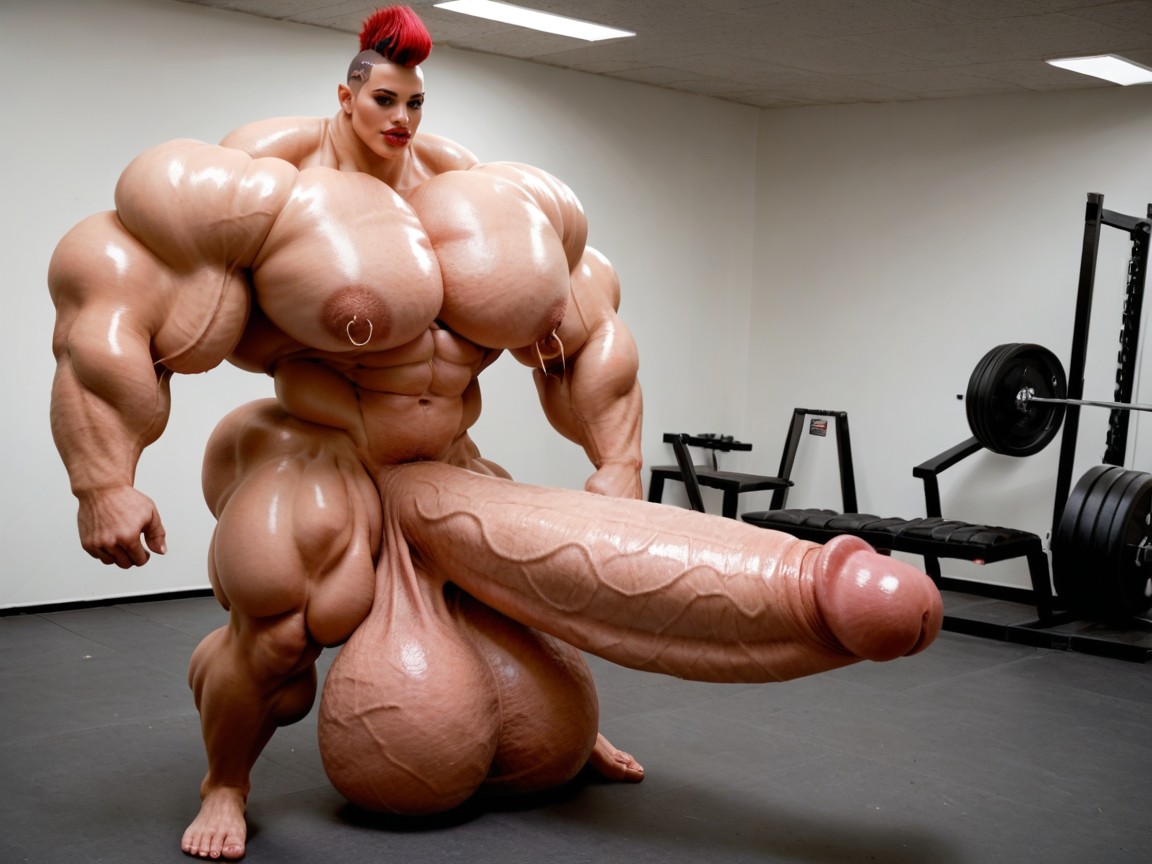 Hyper Absurdly Oversized Gigantic Girthy Penis, Balls Are Big Enough To Touch The Floor, Hyper Absurdly Oversized Penis Transfrau KI-Porno