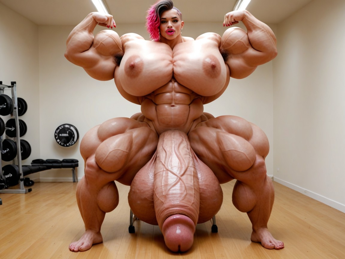 Balls Are Big Enough To Touch The Floor, Hyper Gigantic Growing, Hyper Absurdly Oversized Gigantic Massive Muscle Shemale AI Porn