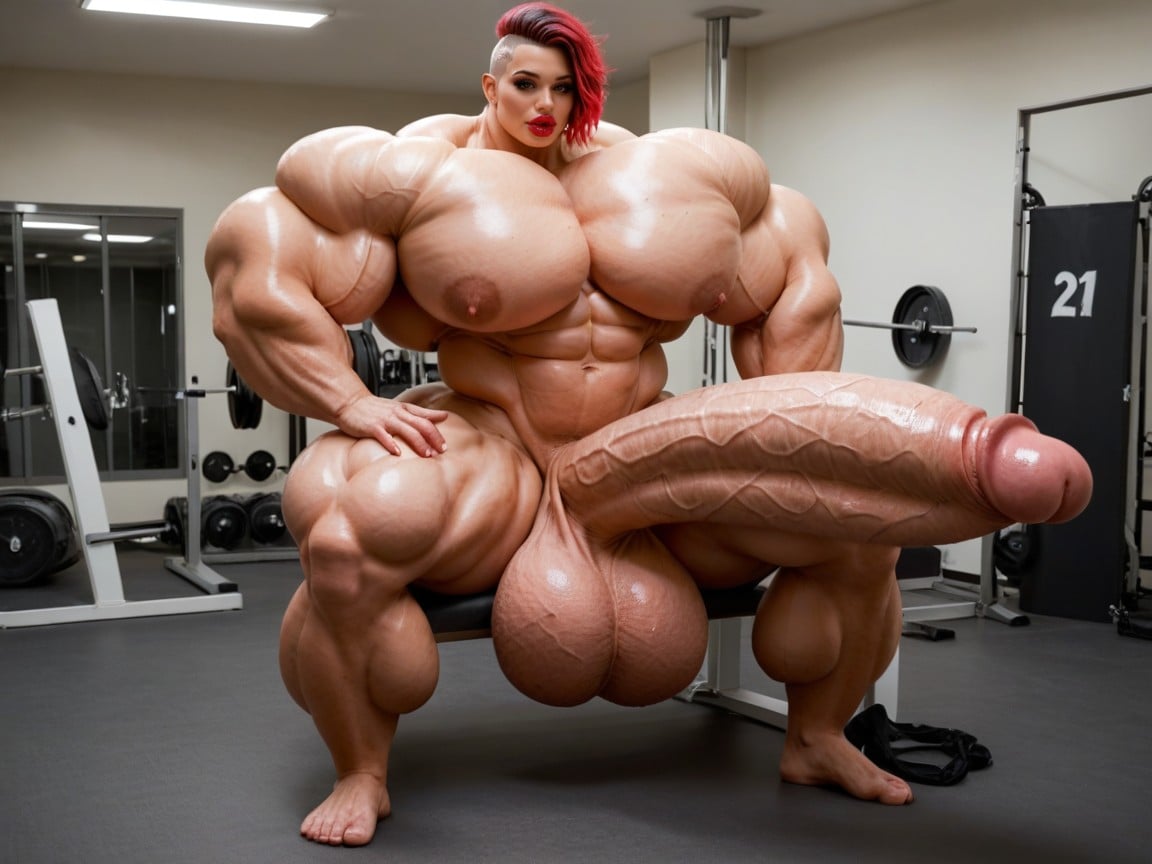 丸いお尻, Penis Gigantic Then Torso, Giant Bulging Penis ニューハーフAIポルノ