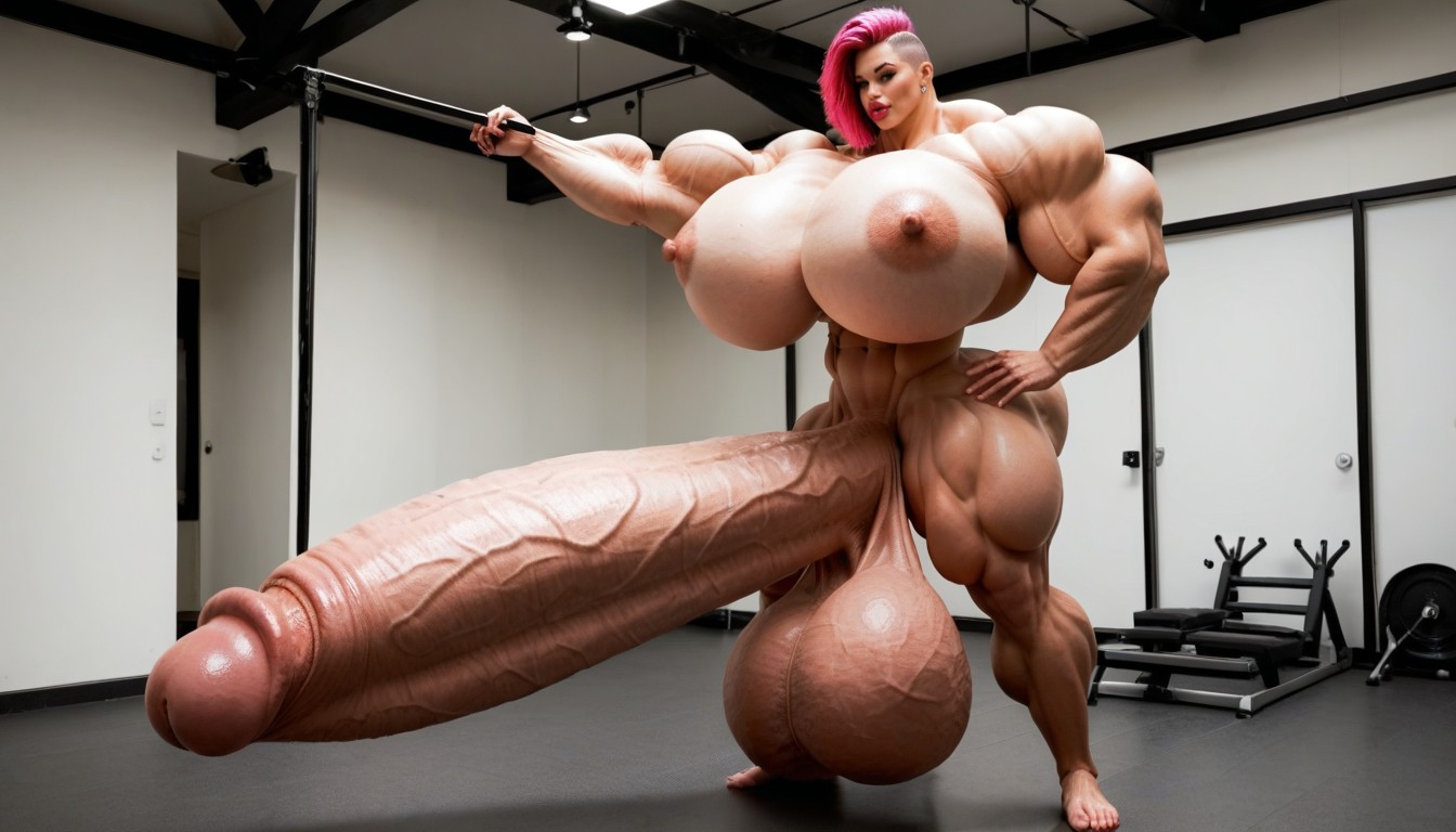 Hyper Gigantic Penis, Nude Hyper Futanari With Hyper Gigantic Penis, Balls Are Big Enough To Touch The Floor Shemale AI Porn