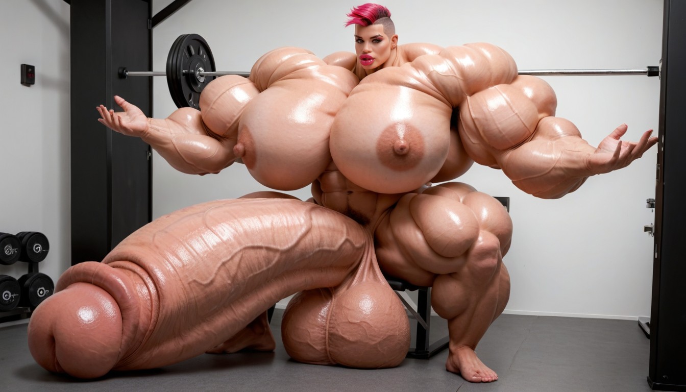 Hyper Long Penis, Pene Más Grande Que El Cuerpo, Penis The Size Of The Gym Porno shemale IA