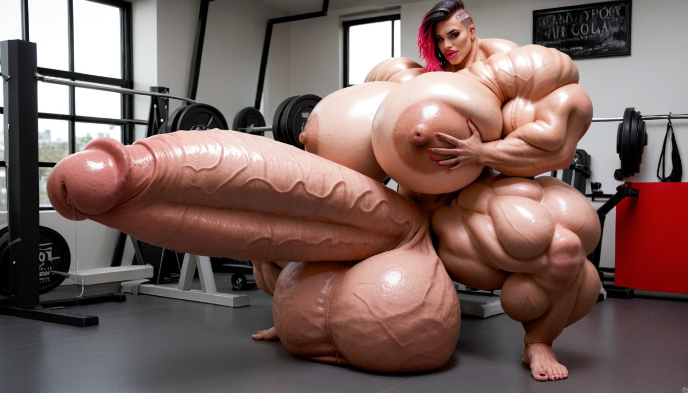 Hyper Absurdly Gigantic Massive Muscle, Penis The Size Of The Gym, Hyper Gigantic Biceps Shemale AI Porn