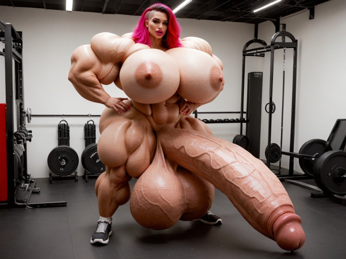 Hyper Absurdly Gigantic Balls, Rounded Ass, Hdr Shemale AI Porn
