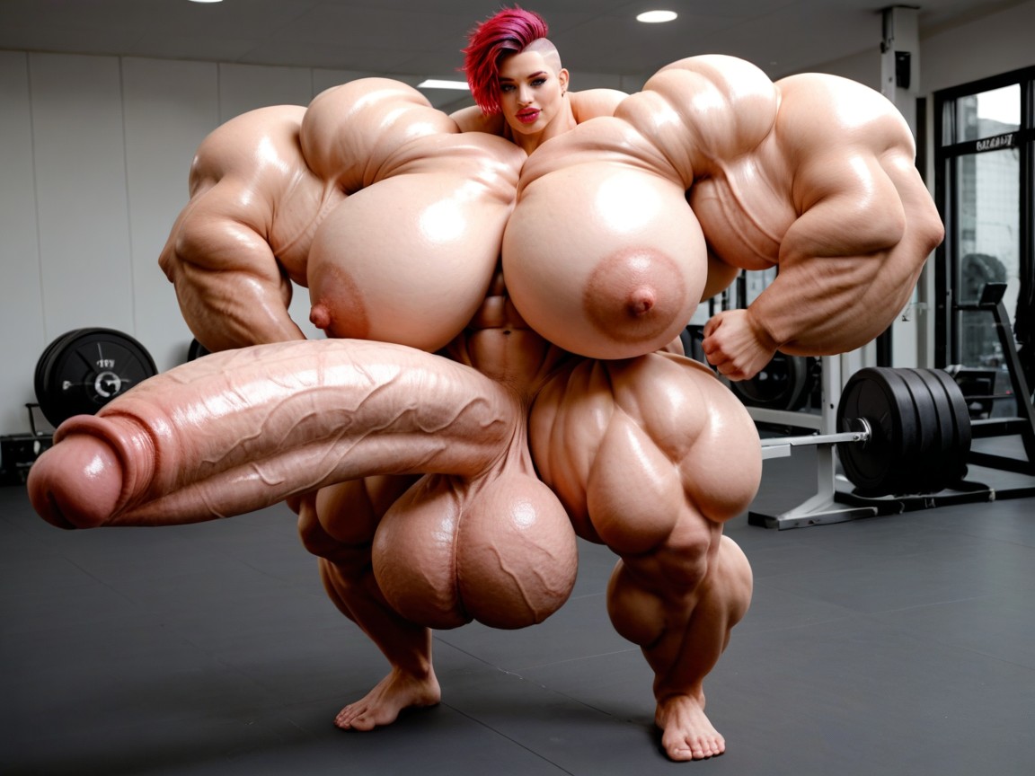 Hyper Gigantic Penis, Balls Are Big Enough To Touch The Floor, Hyper Bimbo Travesti IA Pornô