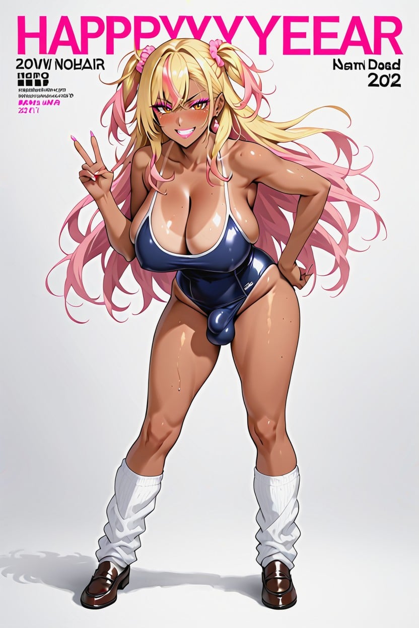 Breasts Slip Out Side, Futanari, Pink Hair Ribbon Porno IA transsexuelle