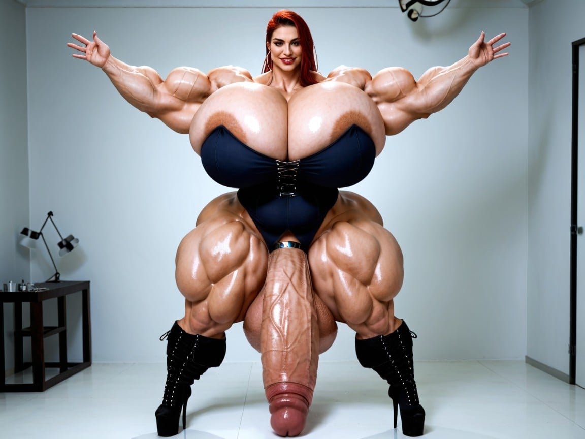 Looking At Viewer, Balls Are Just Too Gigantic, Balls Are Big Enough To Touch The Floor Shemale AI Porn