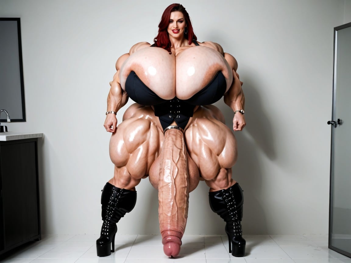 Penis Gigantic Then Torso, Corset, Hyper Gigantic Massive Abs Shemale AI Porn