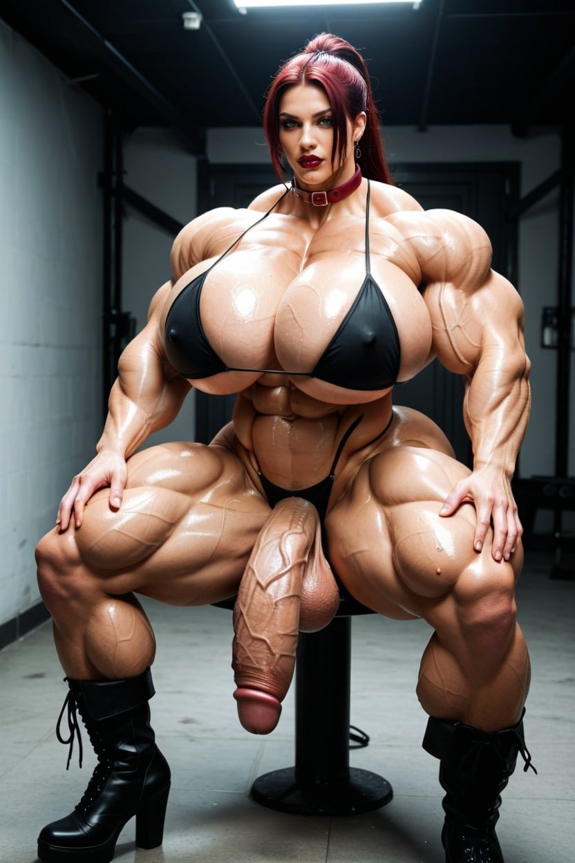 Seductive, Insanely Muscular Woman, Massive Round Ass Shemale AI Porn