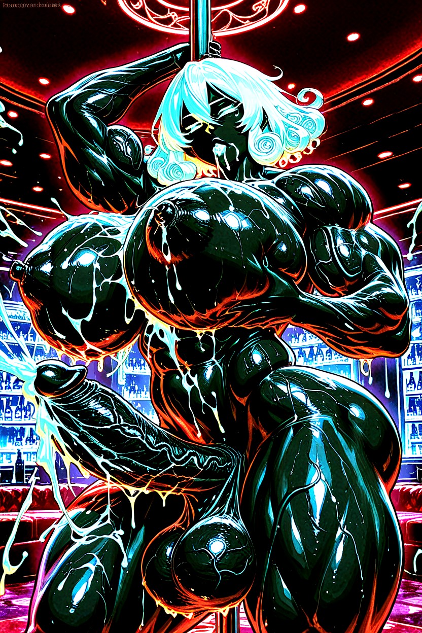 Hyper Massive Penis, Cum On Tits, Hyper Gigantic Muscles Shemale AI Porn