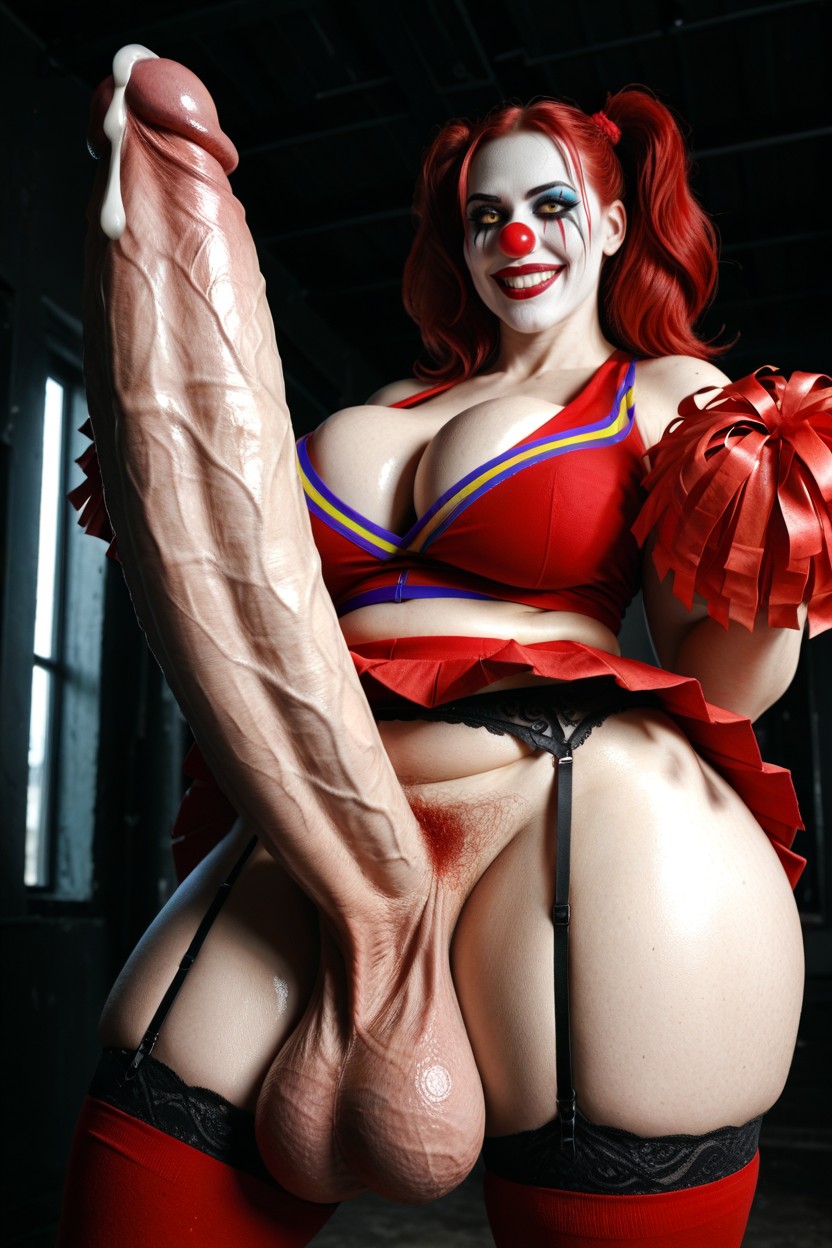 18+, Sagging Gigantic Balls, Clown Makeup Shemale AI Porn