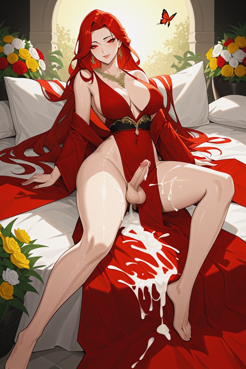 Elegant Robe, Butterflies, Full Body Shemale AI Porn