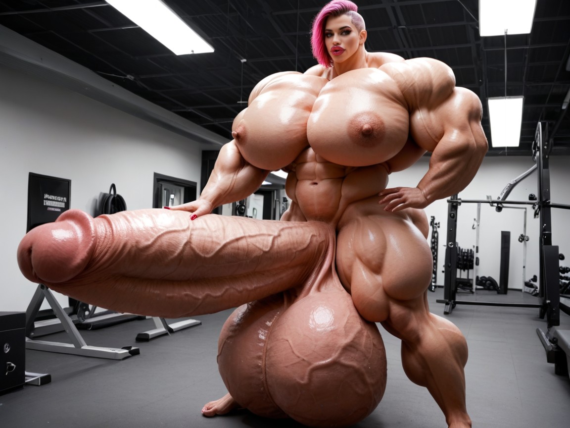 25+, Full Body View, Penis Is Just Way Too Gigantic Shemale AI Porn