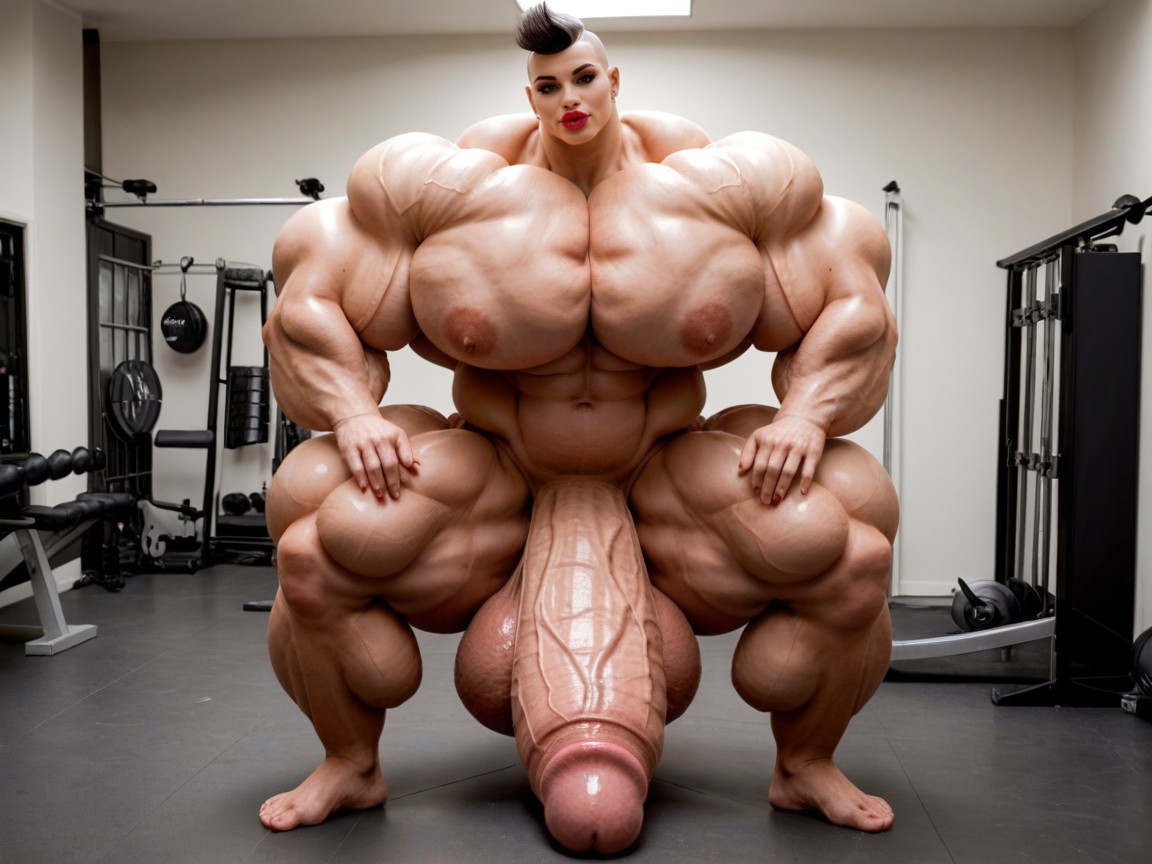 Hyper Gigantic Muscle Hips, Penis Gigantic Then Torso, Hyper Gigantic Muscle Growth Shemale AI Porn