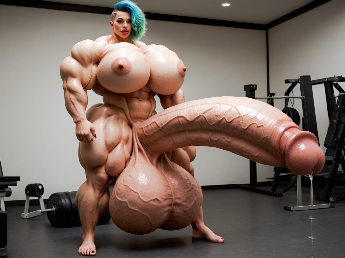 Penis Is Just Way Too Gigantic, Hyper Gigantic Muscle Hips, Hyper Absurdly Oversized Gigantic Girthy Penis Shemale AI Porn