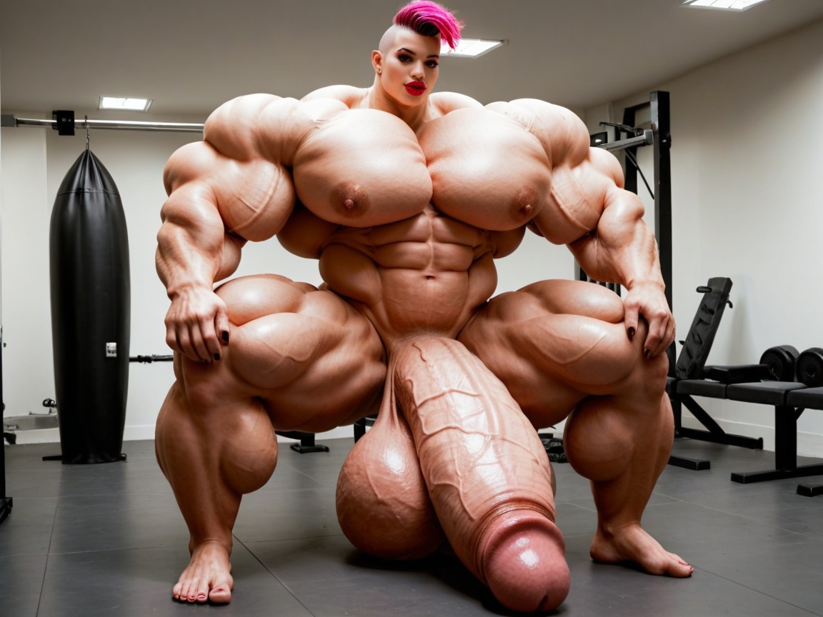Penis Gigantic Then Torso, Hyper Long Penis, Hyper Absurdly Gigantic Balls Shemale AI Porn