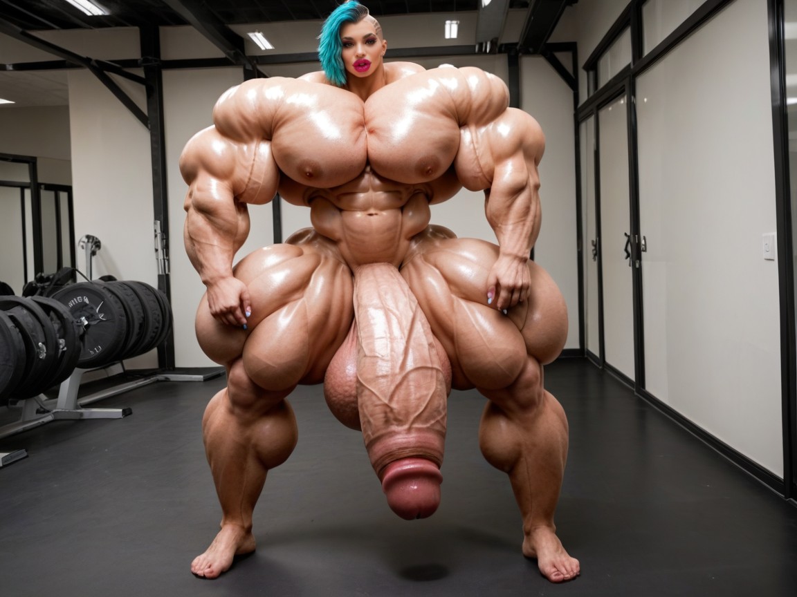 Hyper Gigantic Abs, Hyper Absurdly Oversized Penis, Hyper Gigantic Massive Balls Shemale AI Porn