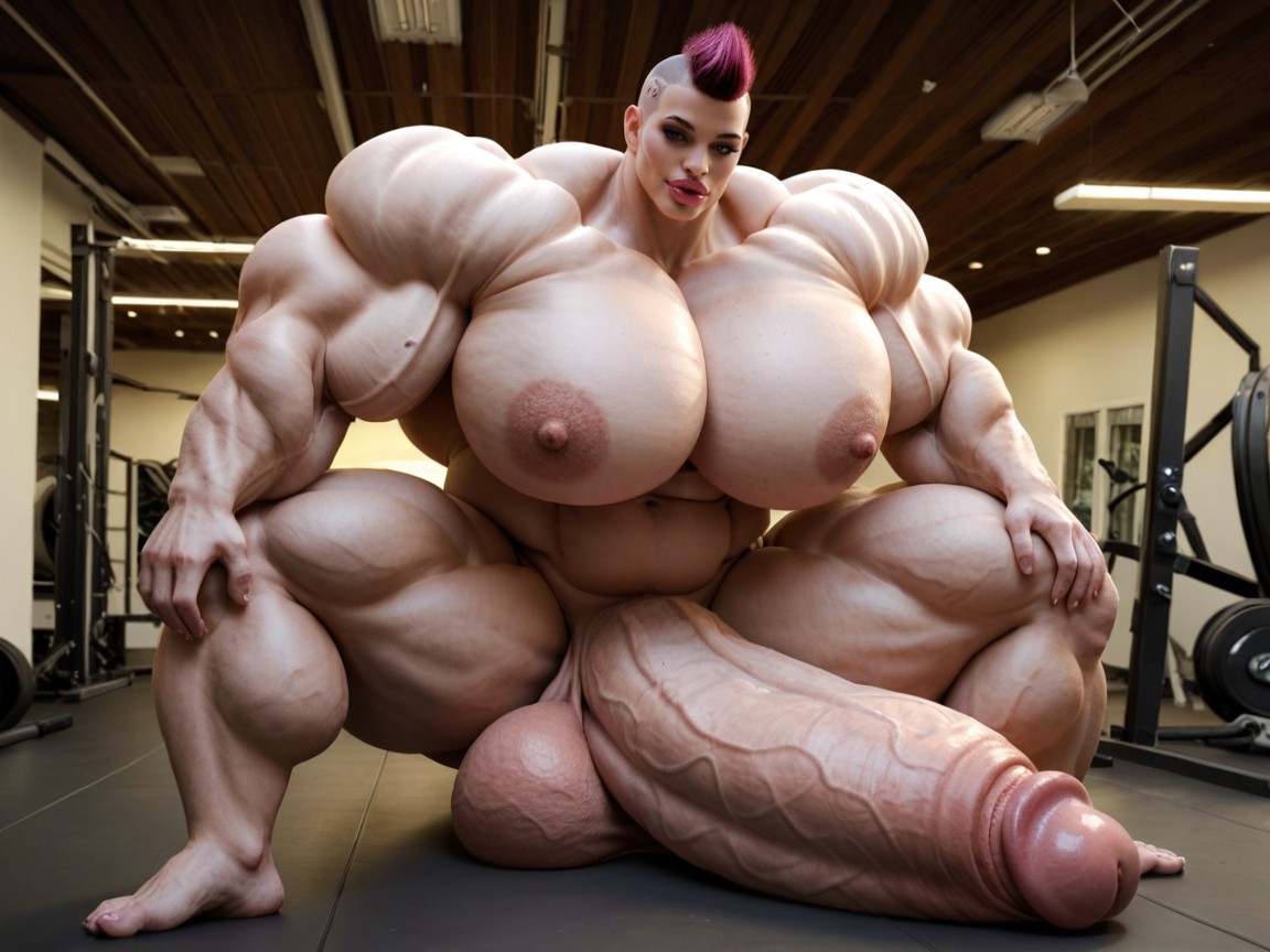 Hyper Lips, Buzzcut Hair, Penis Bigger Than Body Shemale AI Porn