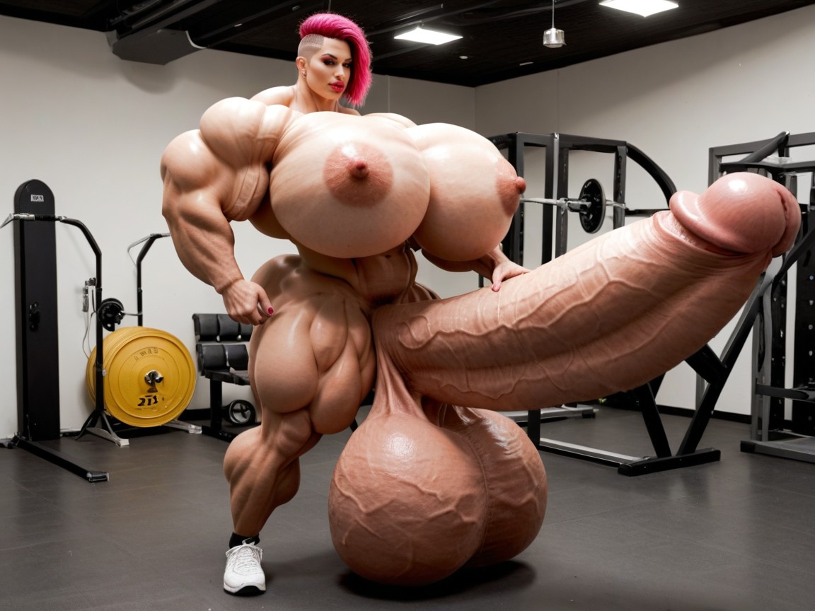 Hyper Gigantic Penis, Hyper Swollen Bimbo Lips, Hyper Gigantic Growth Shemale AI Porn