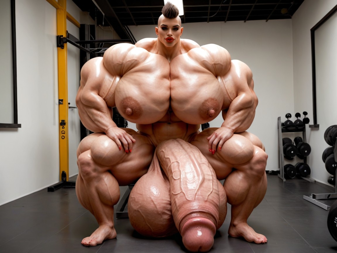 Penis The Size Of The Gym, Hyper Gigantic Muscle Growth, Hyper Absurdly Oversized Gigantic Wides Penis Shemale AI Porn
