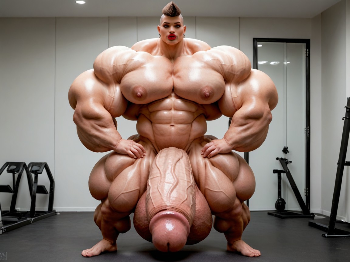 Hyper Gigantic Muscle Growth, Hyper Absurdly Oversized Gigantic Massive Muscle, Penis Is Just Way Too Gigantic Shemale AI Porn