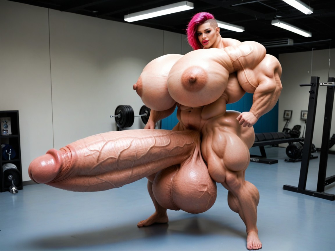 Balls Are Just Too Gigantic, Hyper Absurdly Oversized Gigantic Girthy Penis, Penis Is Just Way Too Gigantic Shemale AI Porn