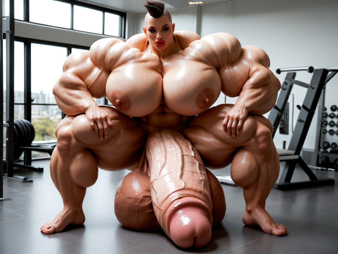Hyper Gigantic Muscle Hips, Hyper Gigantic Growing, Penis Bigger Than Body Shemale AI Porn