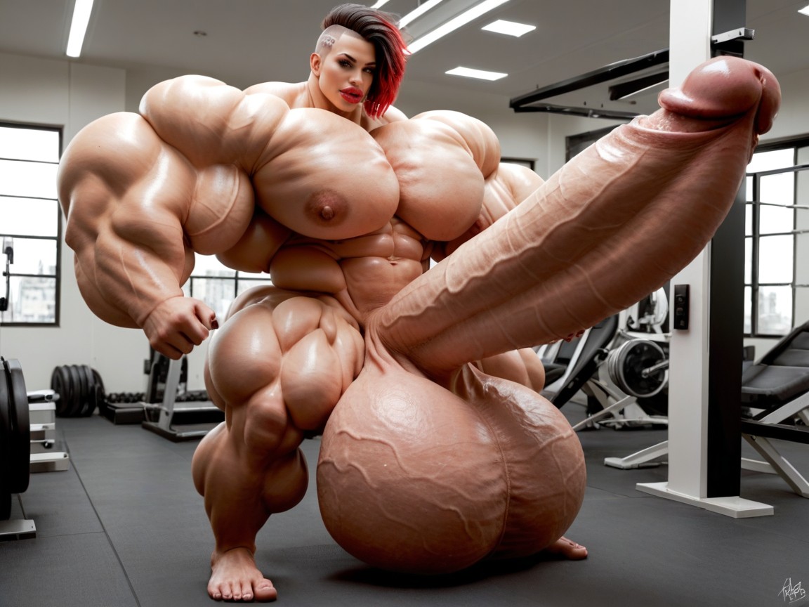Hyper Absurdly Oversized Muscle, Hyper Absurdly Gigantic Balls, Hyper Gigantic Balls Shemale AI Porn