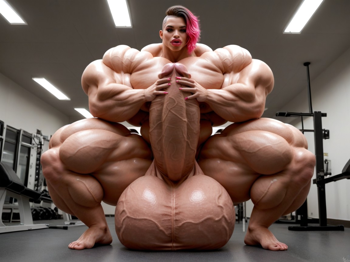Giant Bulging Penis, Hyper Gigantic Massive Penis, Gorgeous Face Shemale AI Porn