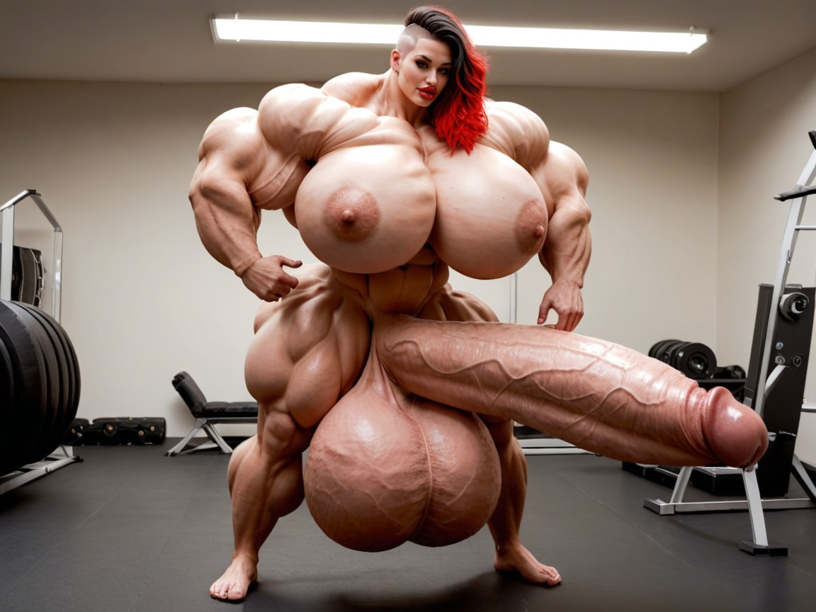 Hyper Absurdly Oversized Gigantic Massive Muscle, Hyper Absurdly Oversized Muscle, Hyper Lips Shemale AI Porn