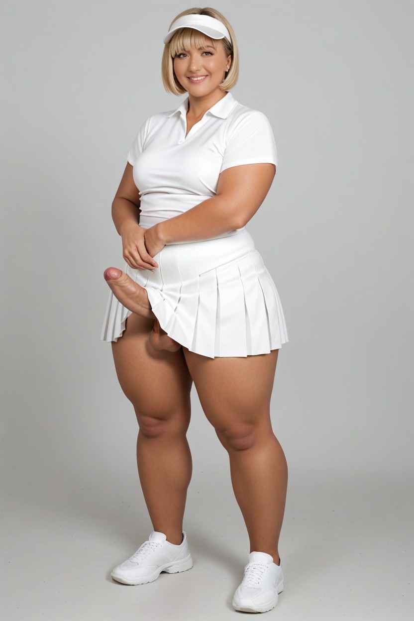 Spreading Legs, Solo, Plain White Background Shemale AI Porn