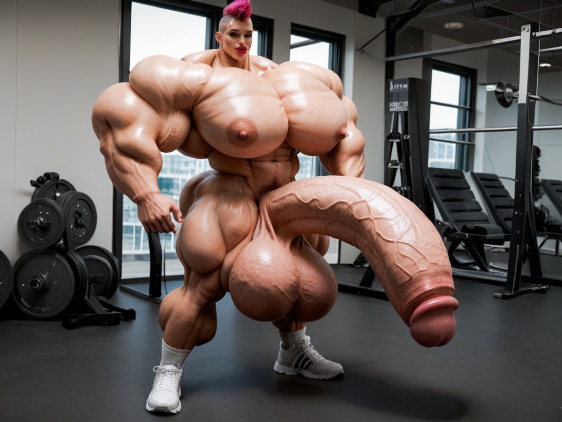 Hyper Absurdly Oversized Gigantic Wides Penis, Hyper Absurdly Gigantic Massive Muscle, Penis The Size Of The Gym Porno IA transsexuelle