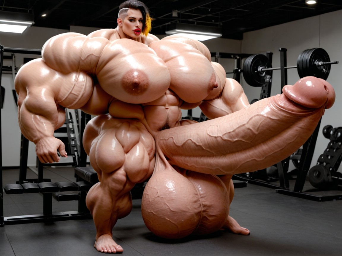 Rounded Ass, Penis Gigantic Then Torso, Hyper Gigantic Growing Shemale AI Porn