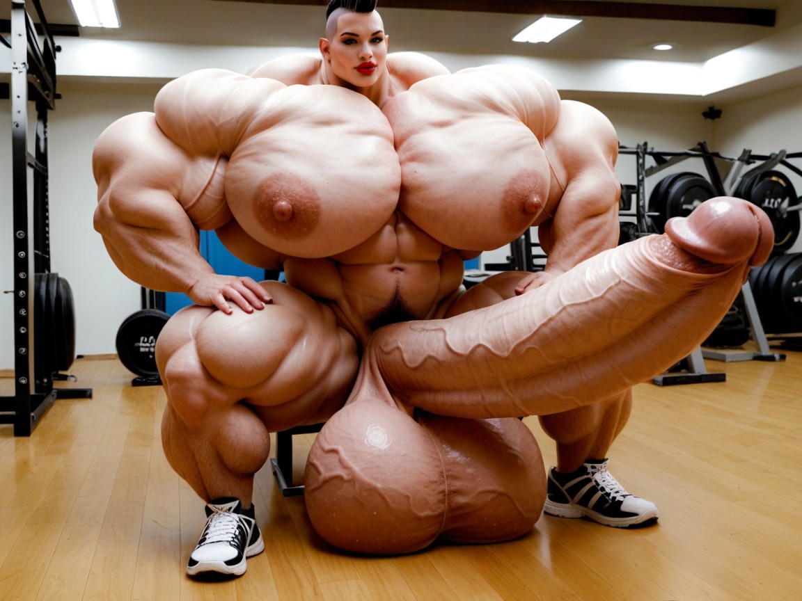 Hyper Gigantic Growth, Hyper Absurdly Gigantic Massive Muscle, Hyper Absurdly Gigantic Balls Shemale AI Porn