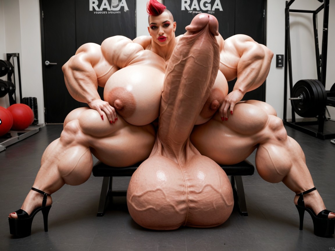 Balls Are Big Enough To Touch The Floor, Hyper Gigantic Biceps, Rounded Ass Shemale AI Porn