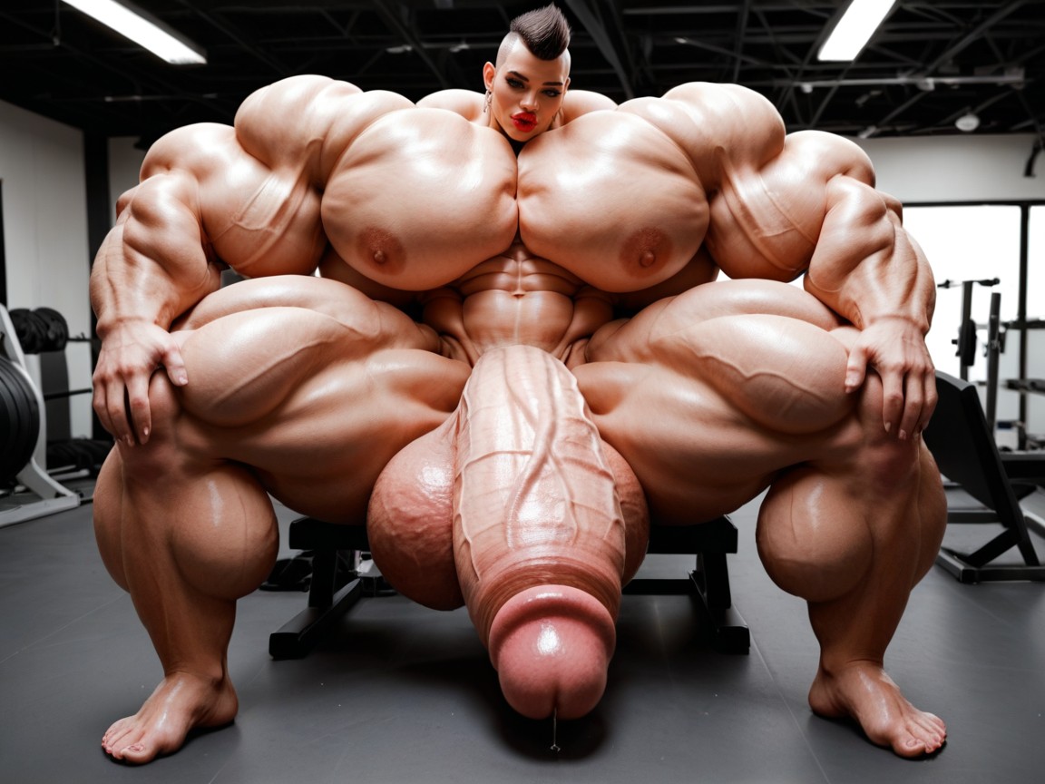 Nude Hyper Futanari With Hyper Gigantic Penis, Hyper Gigantic Growing, Giant Bulging Penis Shemale AI Porn