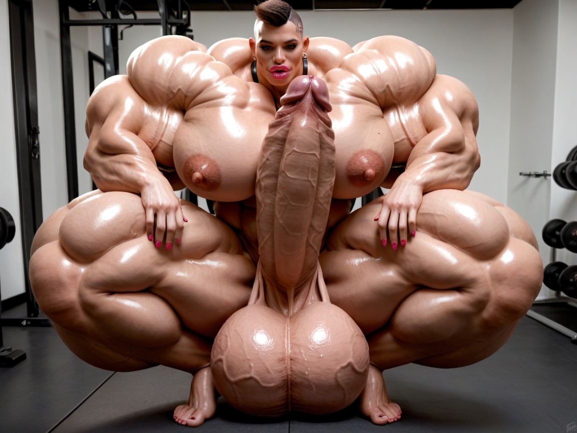 Hyper Gigantic Abs, Hyper Absurdly Gigantic Massive Muscle, Hyper Absurdly Oversized Muscle Shemale AI Porn