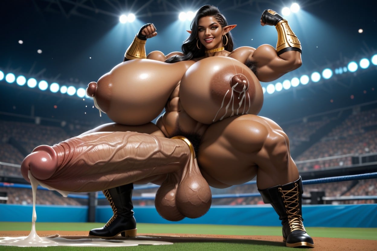 Impossibly Long Hyper Penis, Breast Expansion, Very Long Elf Ears Shemale AI Porn