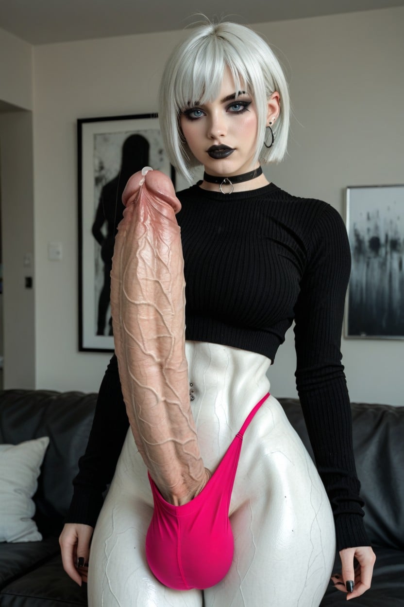 Round Face In The World, Goth, Absurdly Oversized Veiny Futanari Cock 쉬메일 AI 포르노