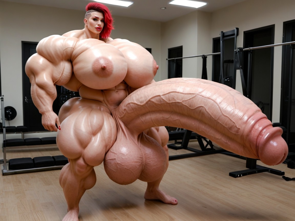 25+, Hyper Gigantic Massive Balls, Hyper Absurdly Gigantic Balls Shemale AI Porn