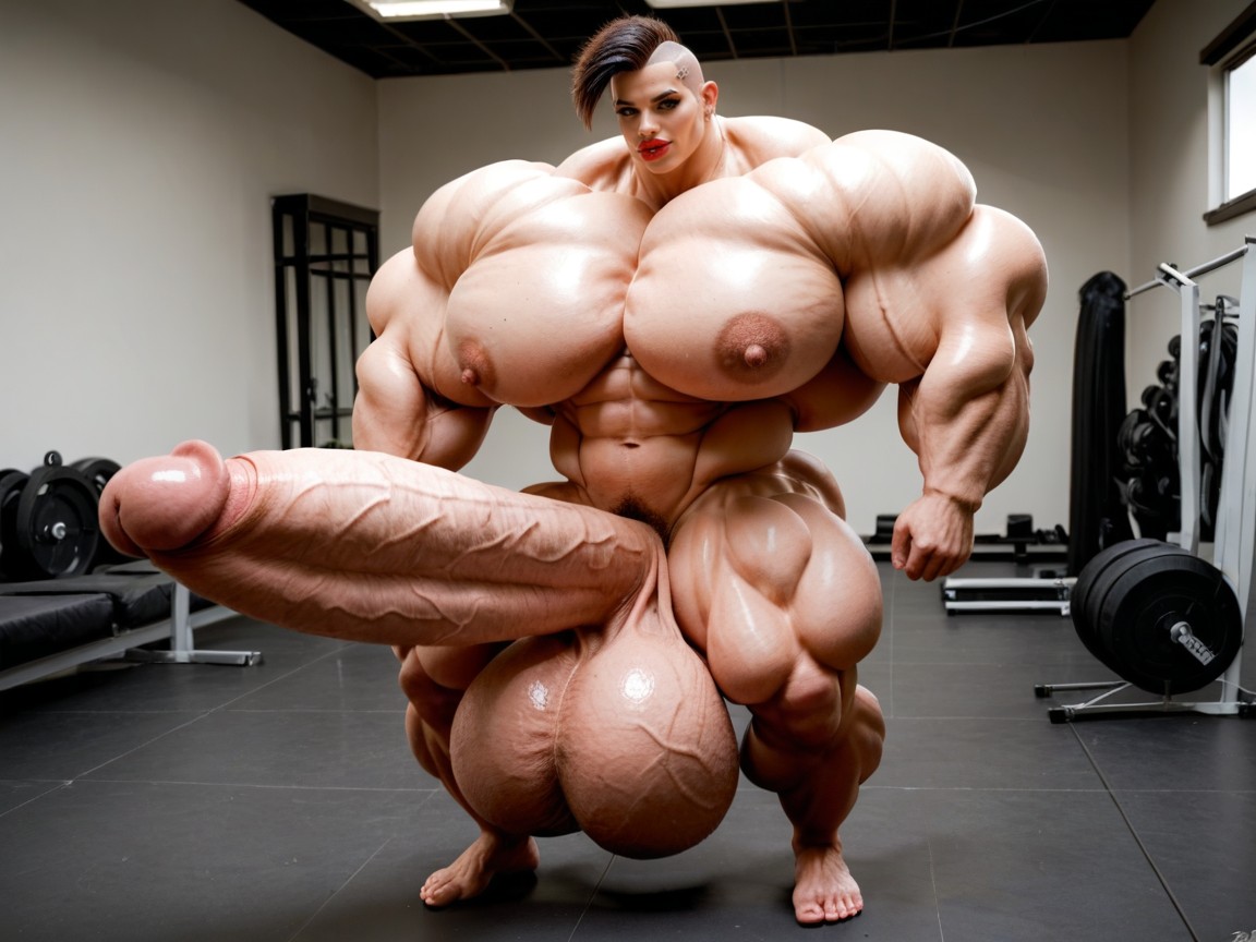 Giant Bulging Penis, Gorgeous Face, Hyper Lips Shemale AI Porn