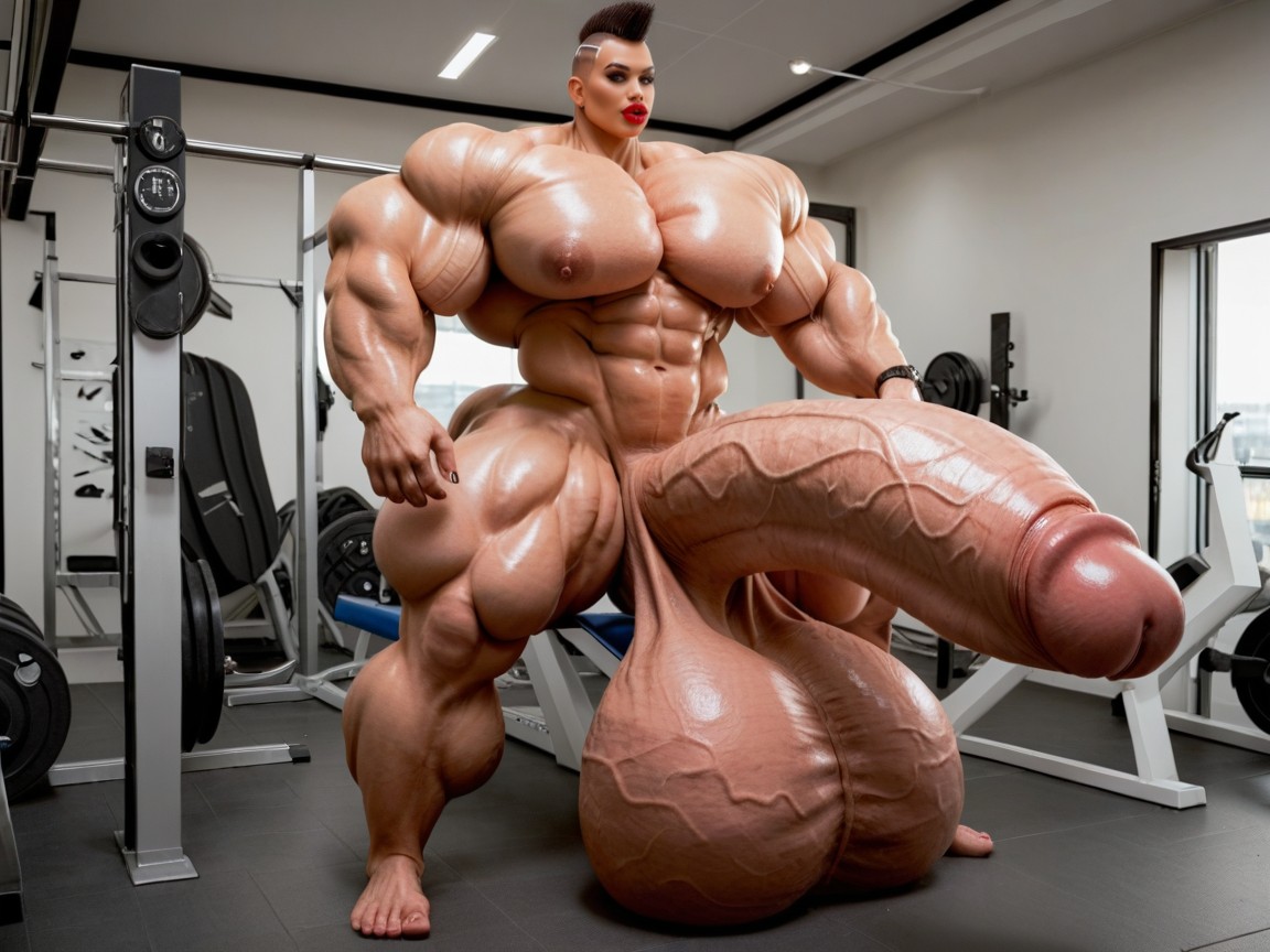 Hyper Gigantic Abs, Extremely Muscular, Hyper Gigantic Growth Shemale AI Porn