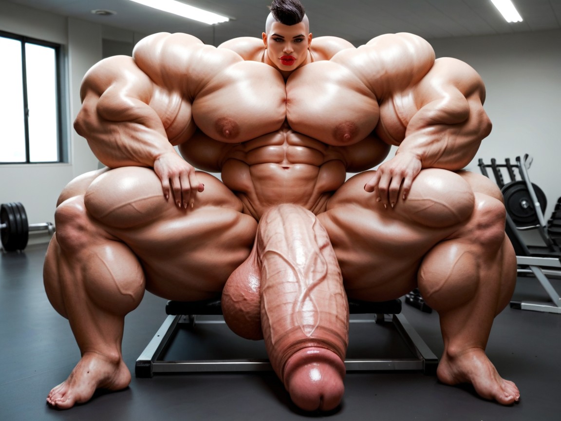 Hyper Gigantic Muscle Hips, Balls Are Just Too Gigantic, Rounded Ass Shemale AI Porn