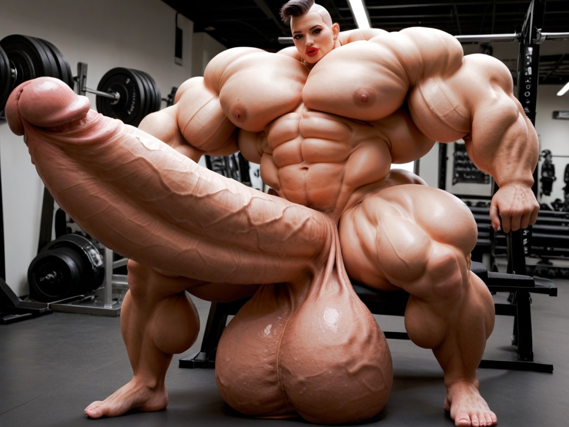 Naked, Penis The Size Of The Gym, Hyper Gigantic Growth Shemale AI Porn