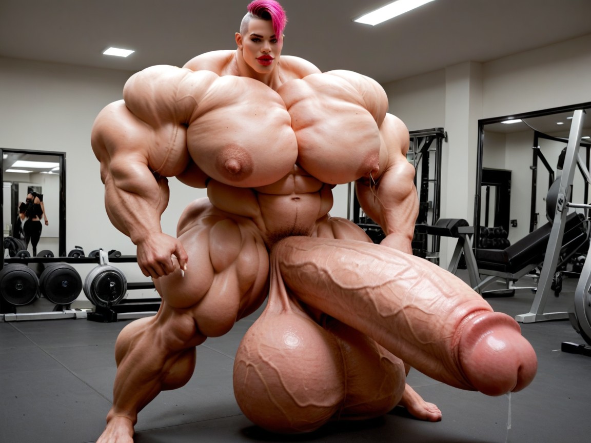 Penis The Size Of The Gym, Hyper Bimbo, Balls Are Just Too Gigantic Shemale AI Porn